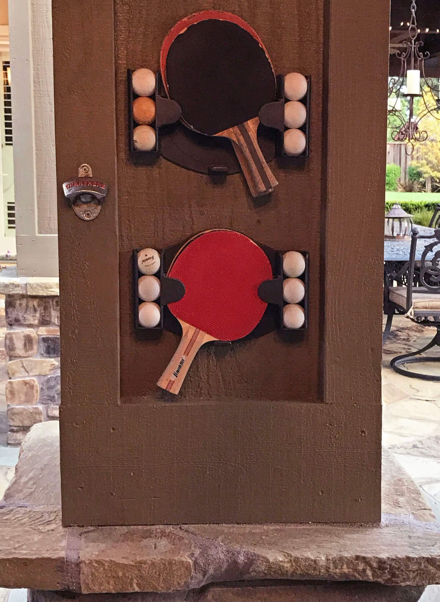 Play - Wall mounted ping pong game set, complete with bottle opener