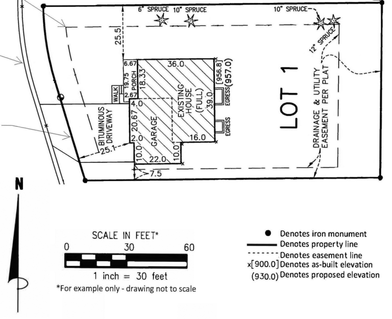 Example of Site Measure showing house and property lines